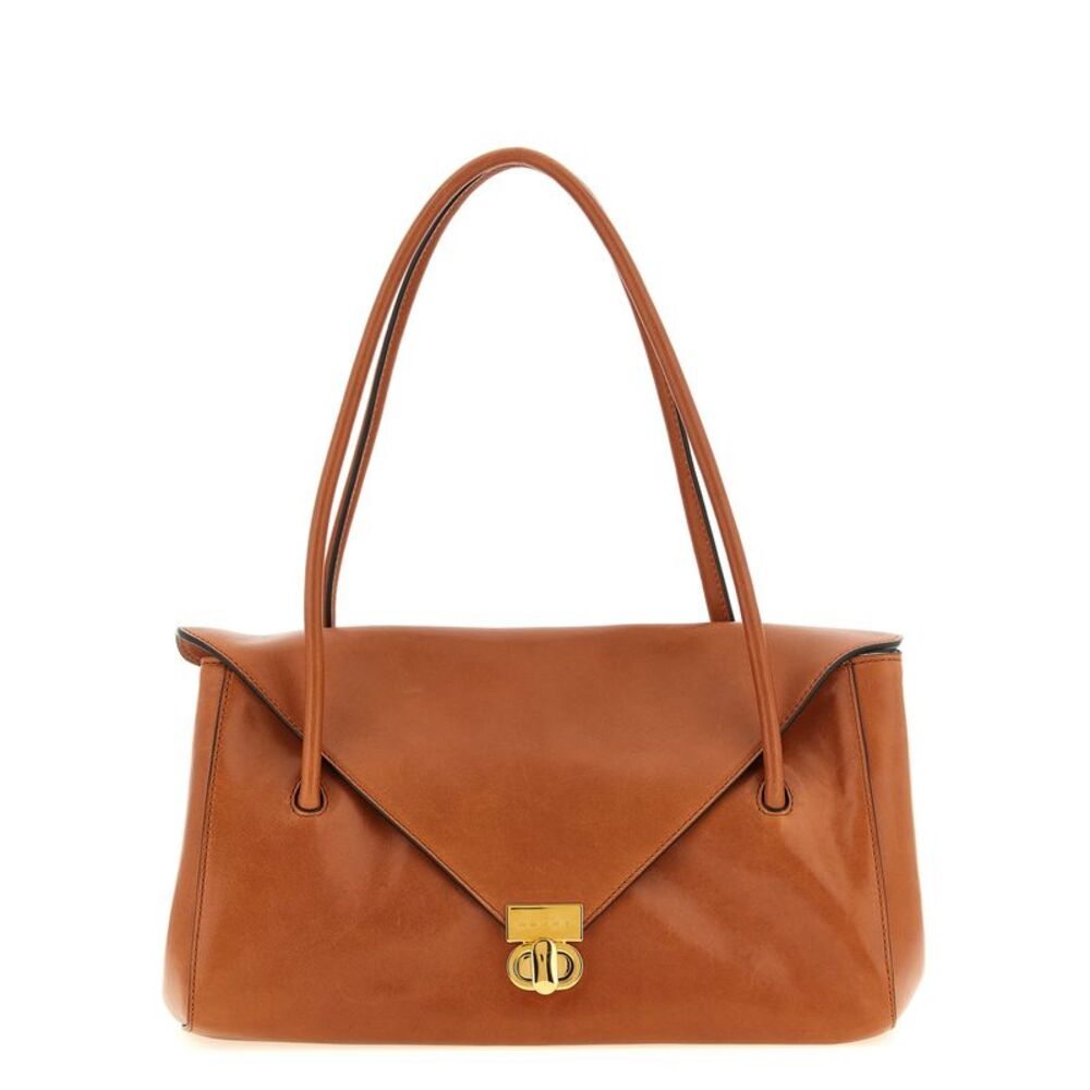 Marni Brown Calfskin Shoulder Women's Bag